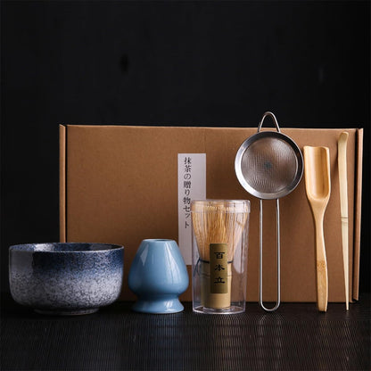 6 Piece Premium Matcha Set (Matcha Bowl, Whisk, Stand, Scoop, Tea Strainer and Spoon)