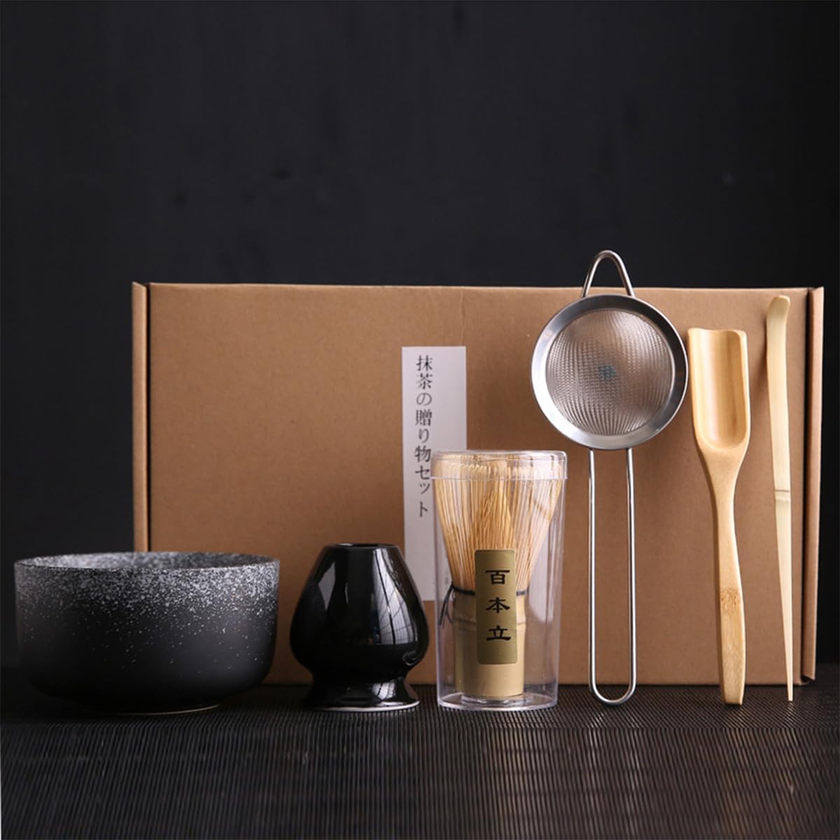 6 Piece Premium Matcha Set (Matcha Bowl, Whisk, Stand, Scoop, Tea Strainer and Spoon)