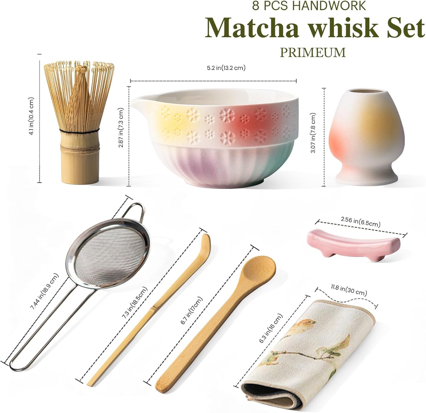 8 Piece Premium Matcha Set – (Bowl, Whisk, Scoop, Sifter & Accessories)