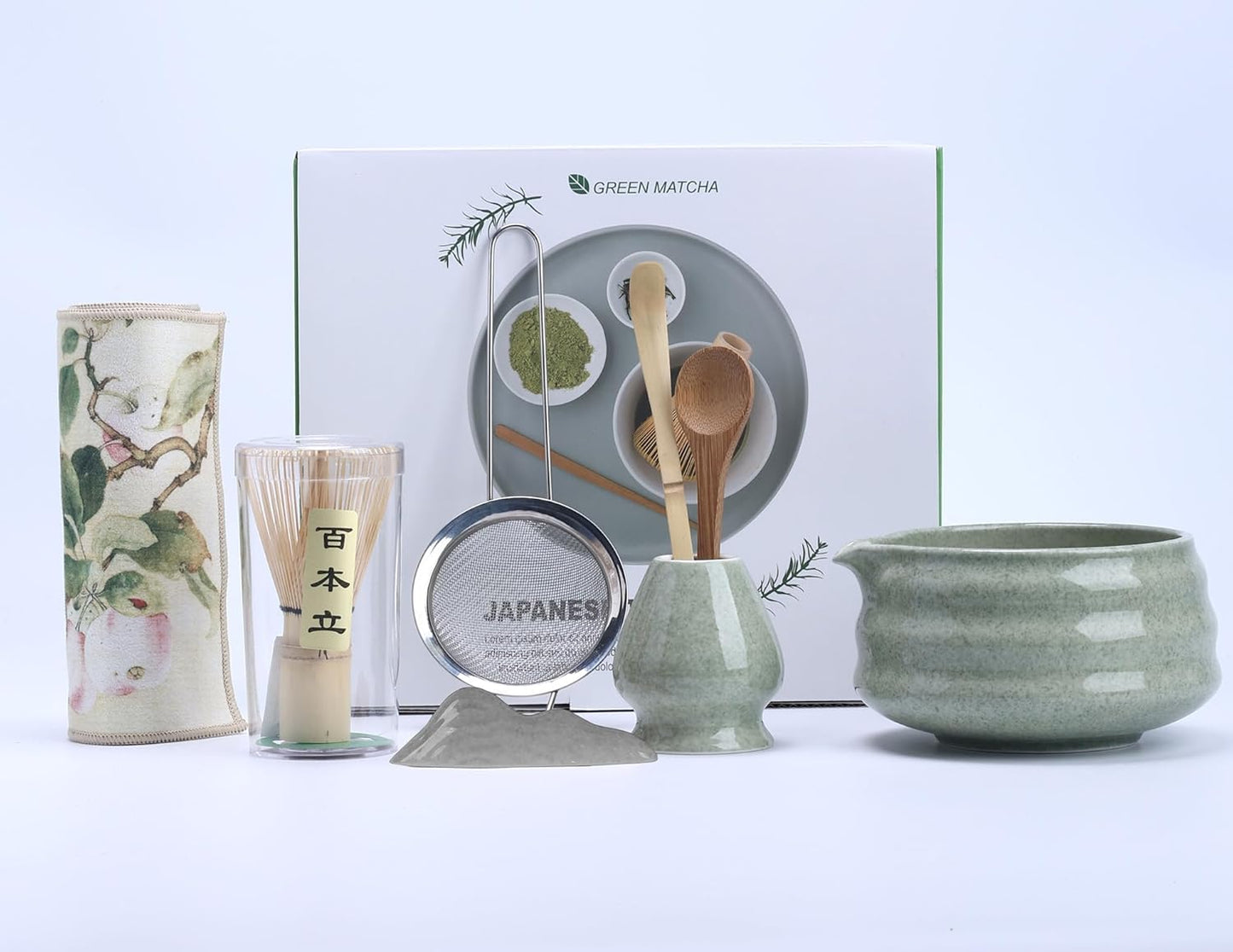 8 Piece Premium Matcha Set – (Traditional Chasen, Chashaku, Bowl, Sifter & Accessories)