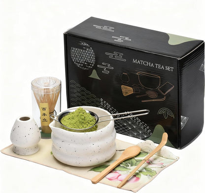 8 Piece Premium Matcha Set (Bowl, Whisk, Whisk Stand, Scoop, Sifter, Tea Cloth, Spoon, Spoon Stand)