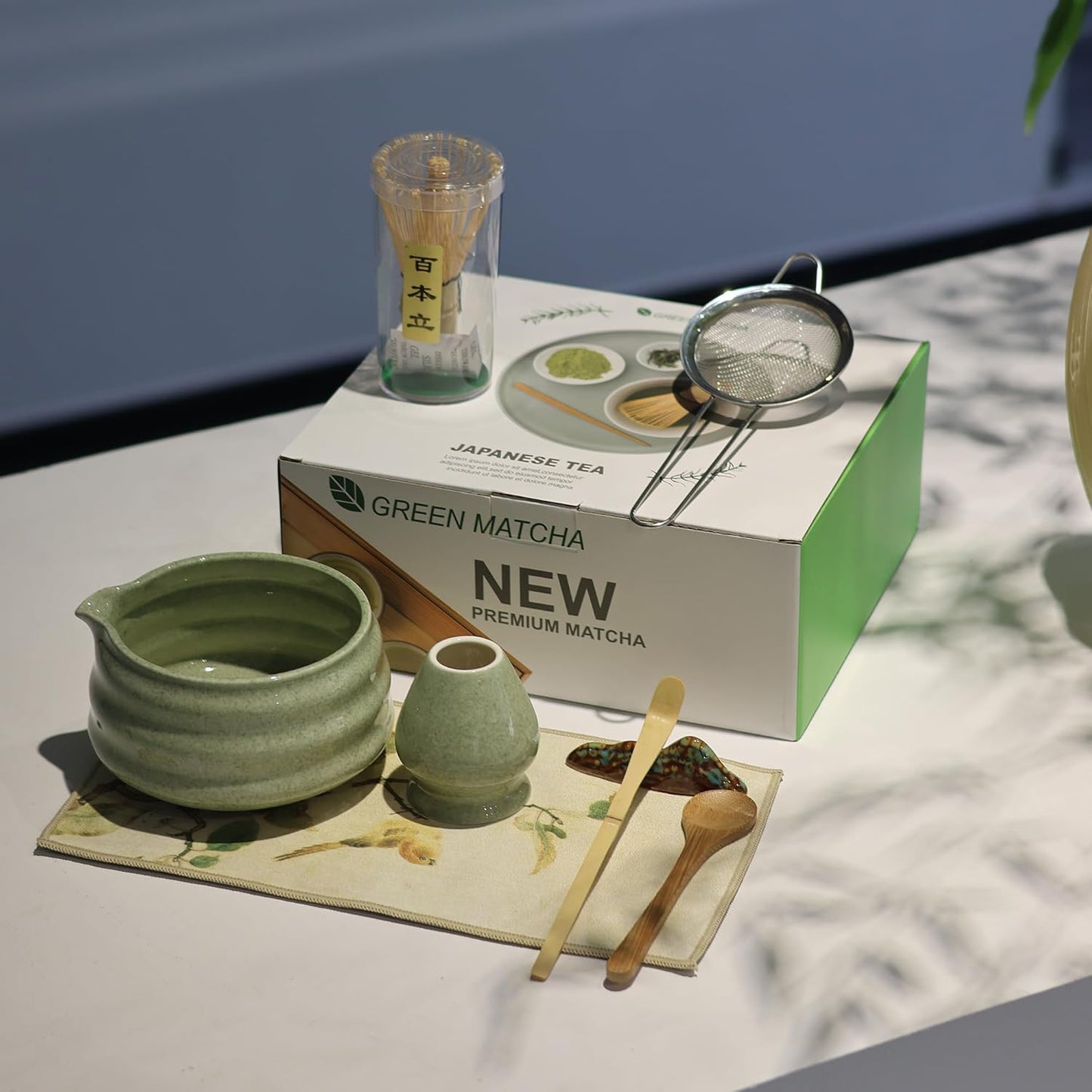 8 Piece Premium Matcha Set – (Traditional Chasen, Chashaku, Bowl, Sifter & Accessories)