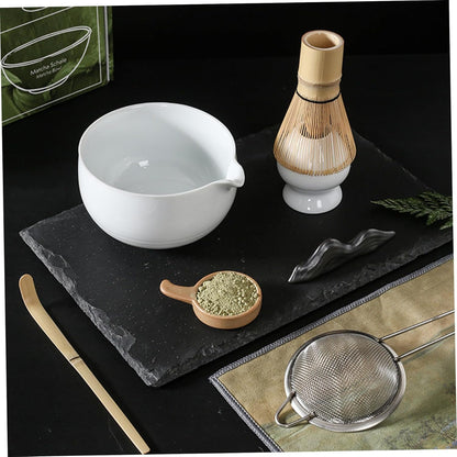 7 Piece Premium Matcha Set (Bowl with Spout, Whisk, Stand, Strainer, Scoop, Towel and Holder)