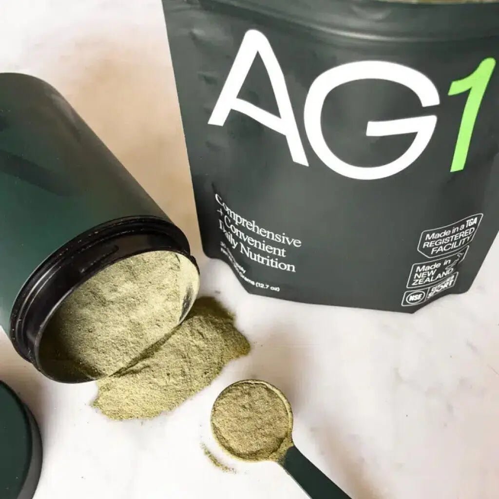 AG1 Athletic Greens 360g Pouch & Accessories (Bottle & Cannister) - Comprehensive Daily Nutrition - Serendipity Australia