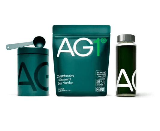 AG1 Athletic Greens 360g Pouch & Accessories (Bottle & Cannister) - Comprehensive Daily Nutrition - Serendipity Australia