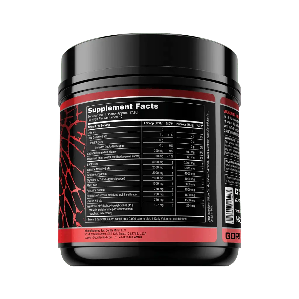 Gorilla Mode NITRIC - Stim Free Pre - Workout • Gym Focus & Energy • Pump & Focus - Serendipity Australia